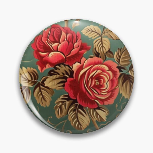 Item preview, Italian Green Brocade Pattern with Red Roses designed and sold by HausKatz.