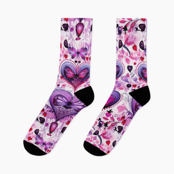 Item preview, Pink and Purple Hearts with Butterflies Patterned designed and sold by AgathaZolastore.