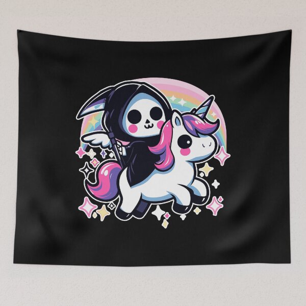Item preview, Grim Reaper Riding Unicorn: Adorable Grim Reaper and Unicorn Adventure designed and sold by Staatiiart.