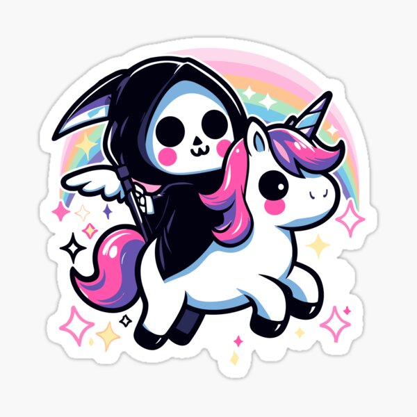 Item preview, Grim Reaper Riding Unicorn: Adorable Grim Reaper and Unicorn Adventure designed and sold by Staatiiart.