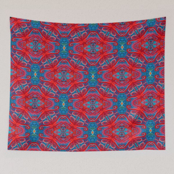Item preview, Jewelled red and teal paisley and diamond pattern  designed and sold by SophieClimaArt.