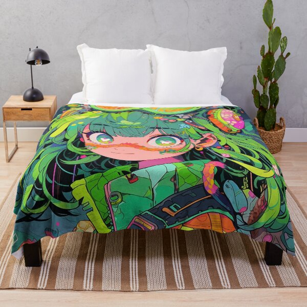 Item preview, Vibrant Green Techno-Fantasy Anime Girl designed and sold by bubblegoth.