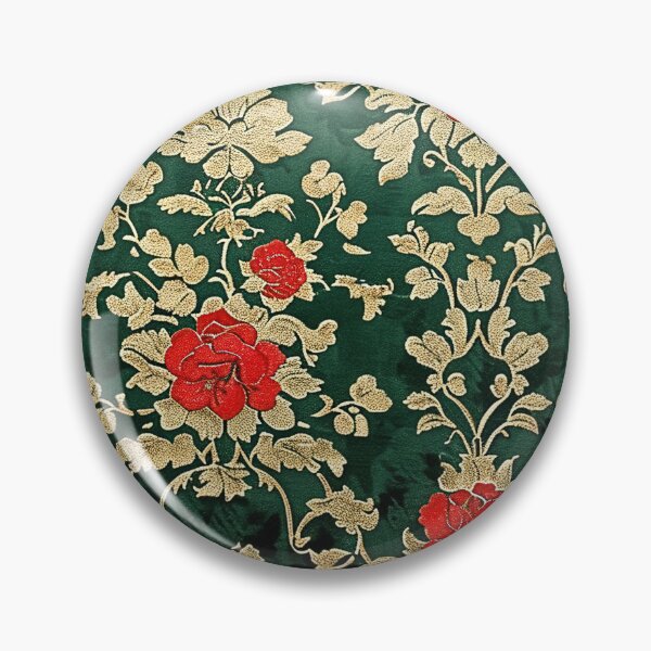 Item preview, Italian Green Brocade Pattern with Red Roses II designed and sold by HausKatz.