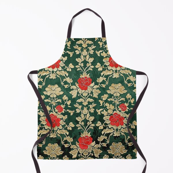 Item preview, Italian Green Brocade Pattern with Red Roses II designed and sold by HausKatz.