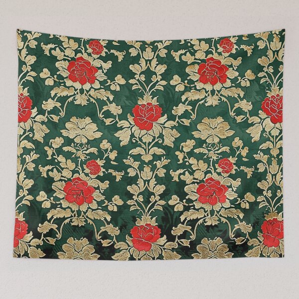 Item preview, Italian Green Brocade Pattern with Red Roses II designed and sold by HausKatz.