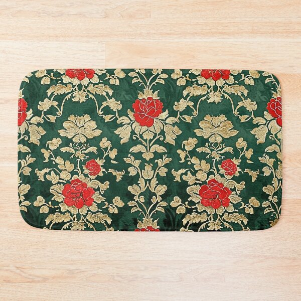 Item preview, Italian Green Brocade Pattern with Red Roses II designed and sold by HausKatz.