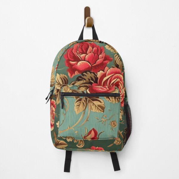 Item preview, Italian Green Brocade Pattern with Red Roses designed and sold by HausKatz.