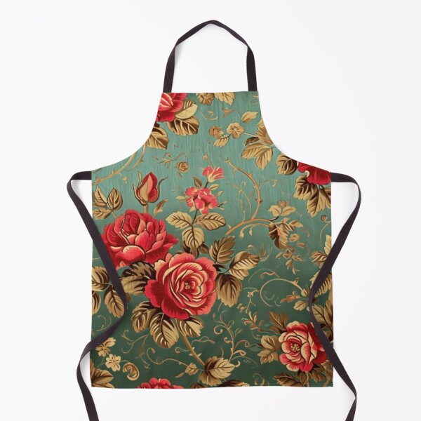 Item preview, Italian Green Brocade Pattern with Red Roses designed and sold by HausKatz.