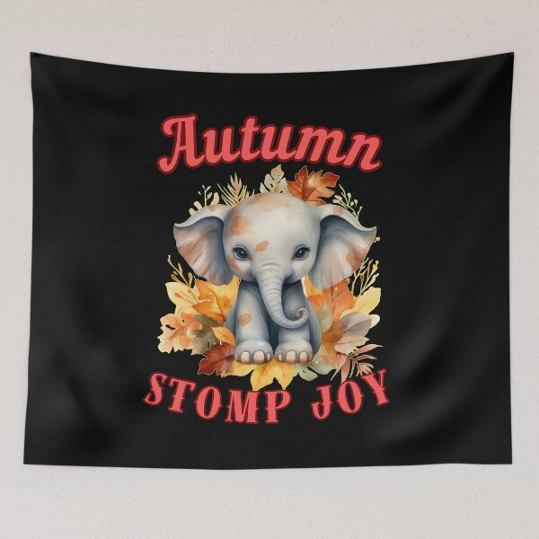 Item preview, Autumn Stomp Joy. colorful elephant designed and sold by ElephantVibes.