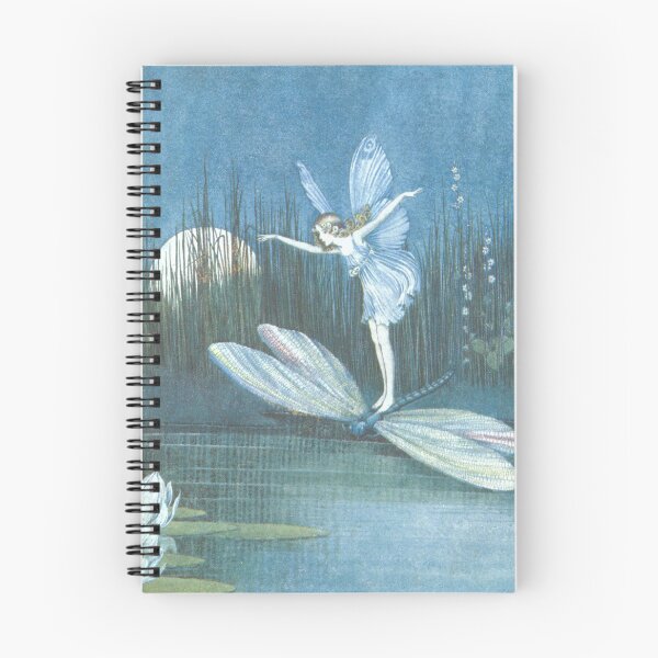 Item preview, Fairy on a Huge Dragonfly Vintage Watercolor by Outhwaite designed and sold by ElegantTeaTime.
