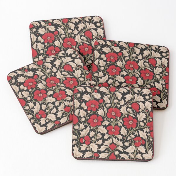 Item preview, Art Nouveau Floral Pattern Collection #1 - Red Bleeding Heart Flowers #31 designed and sold by elektronen.