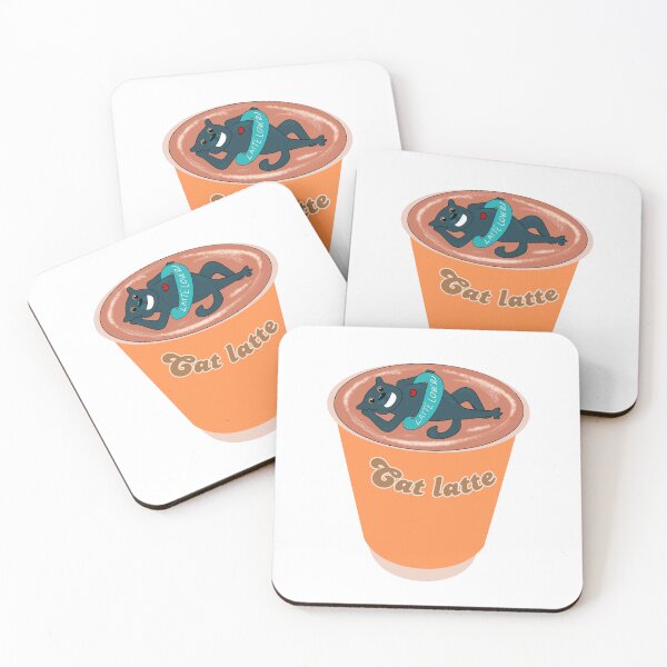 Item preview, Cat latte, cute black cat in a rubber ring lying in a cup of latte designed and sold by BritishDelights.