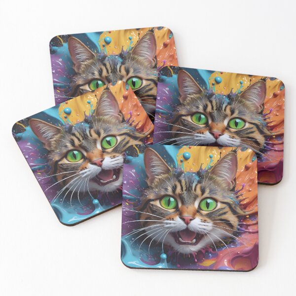 Artikelvorschau, Colorful Kitty Cat Splash Portrait entworfen und verkauft von TheArtOfPat.