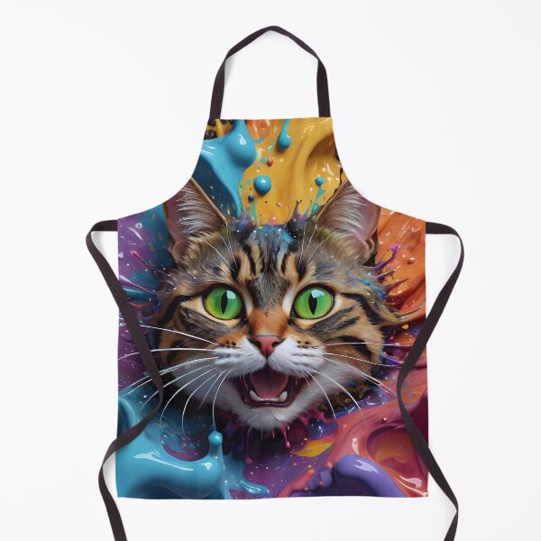Aperçu de l'œuvre Colorful Kitty Cat Splash Portrait créée et vendue par TheArtOfPat.