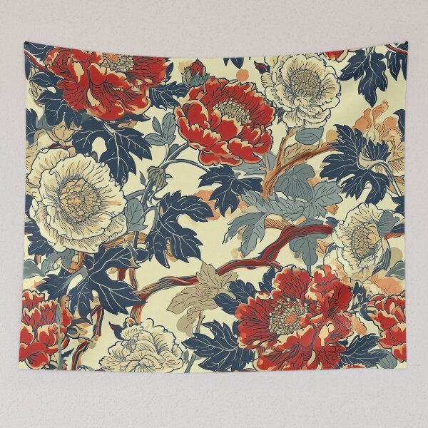 Item preview, Chinese Pattern - Qipao Red and White Flowers designed and sold by HausKatz.