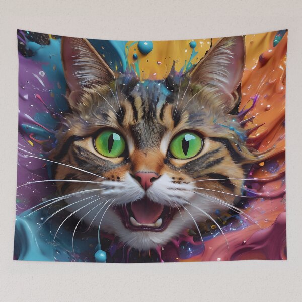 Artikelvorschau, Colorful Kitty Cat Splash Portrait entworfen und verkauft von TheArtOfPat.