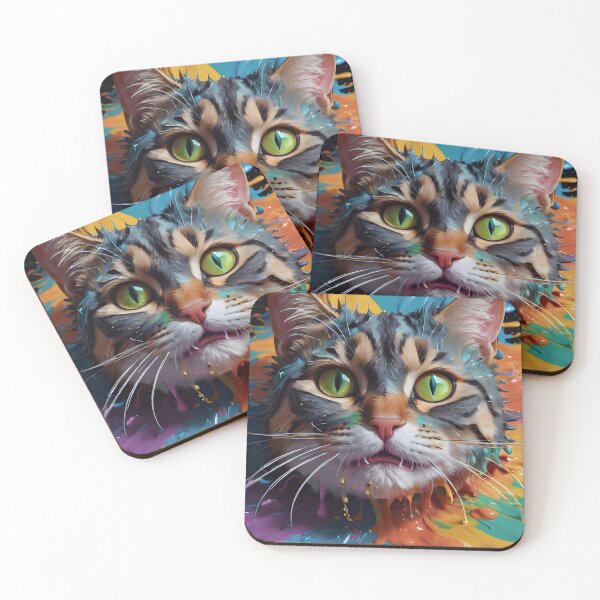 Artikelvorschau, Colorful Kitty Cat Splash Portrait entworfen und verkauft von TheArtOfPat.