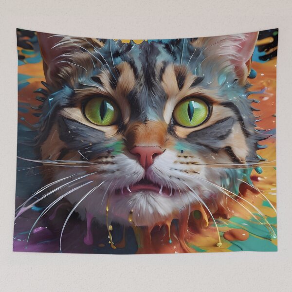 Artikelvorschau, Colorful Kitty Cat Splash Portrait entworfen und verkauft von TheArtOfPat.