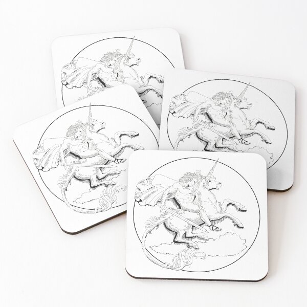 Item preview, Unicorn Soldier (Black Lineart, White Fill) designed and sold by Tiirabird.