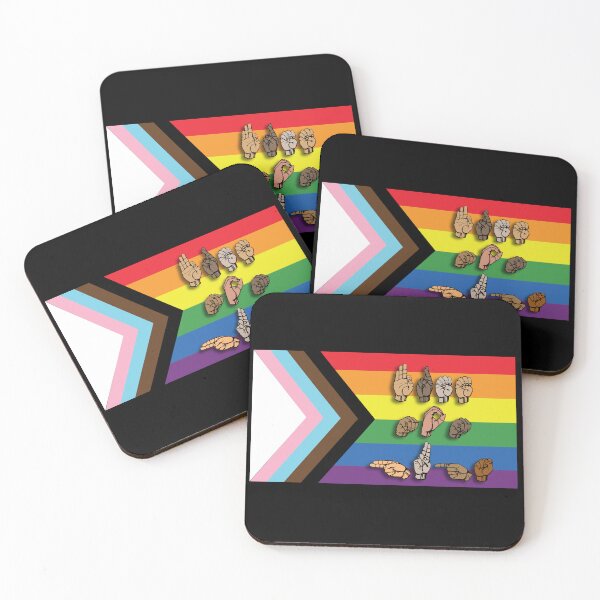 Item preview, ASL Free Mom Hugs on LGBT Progress Flag designed and sold by TheirChoice.