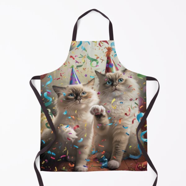 Artikelvorschau, Zwei Birma-Katzen auf einer Party mit Konfetti, Luftballons und Partyhüten entworfen und verkauft von OddCorro.