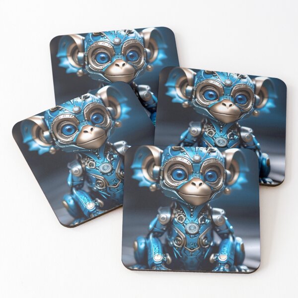 Item preview, Cute Blue Baby Robot Monkey designed and sold by TheArtOfPat.