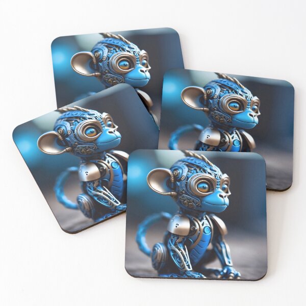 Item preview, Cute Blue Baby Robot Monkey designed and sold by TheArtOfPat.