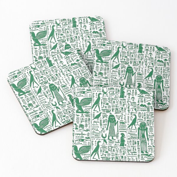 Item preview, Egyptian Pattern - Green Hieroglyph Motif designed and sold by HausKatz.
