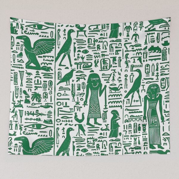 Item preview, Egyptian Pattern - Green Hieroglyph Motif designed and sold by HausKatz.