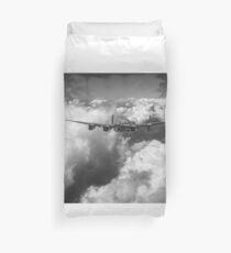 Avro Lancaster above clouds B&W version Duvet Cover
