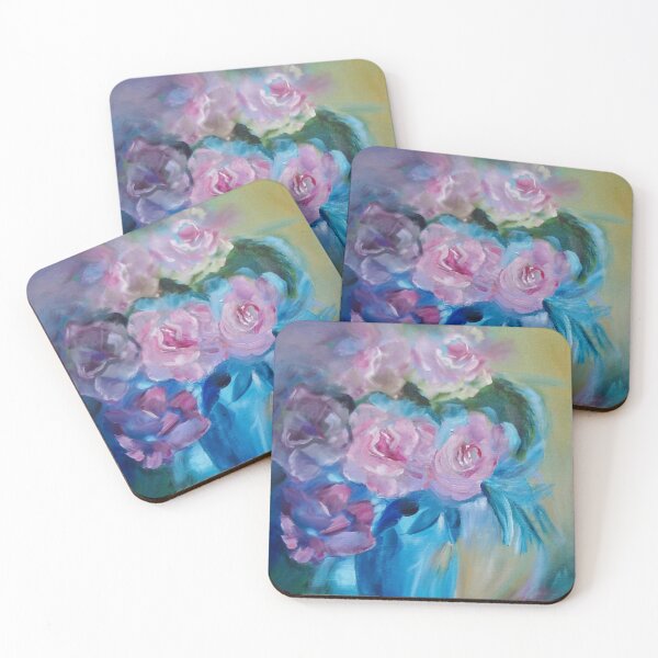 Aperçu de l'œuvre ROSES ROSE EN VERRE BLEU créée et vendue par jennyleeandjim.