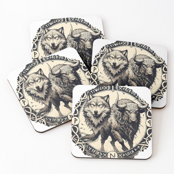 Item preview, Viking Warrior Guardians of the Runes: Wolf and Aurochs designed and sold by Berserker Bones.