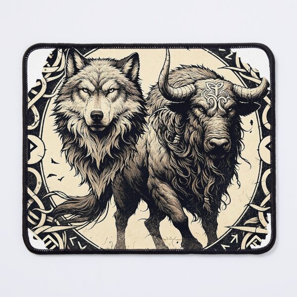 Item preview, Viking Warrior Guardians of the Runes: Wolf and Aurochs designed and sold by Berserker Bones.