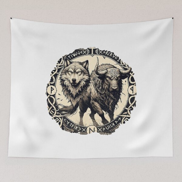 Item preview, Viking Warrior Guardians of the Runes: Wolf and Aurochs designed and sold by Berserker Bones.