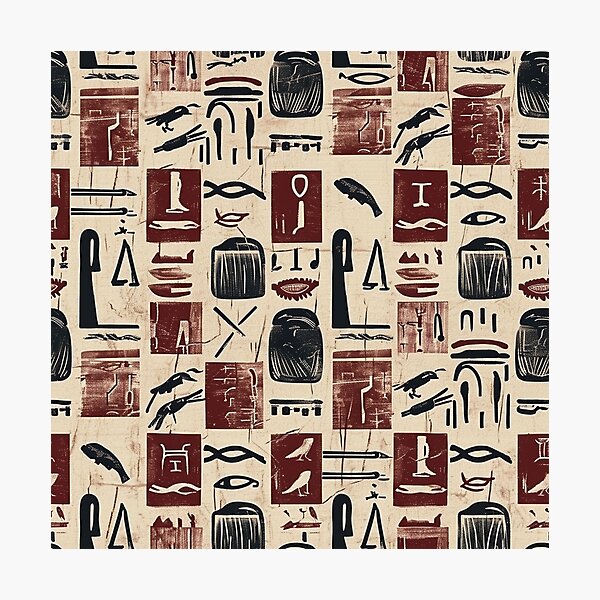 Item preview, Egyptian Pattern - Red Hieroglyph Motif designed and sold by HausKatz.