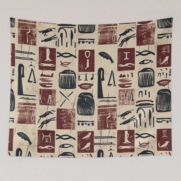 Item preview, Egyptian Pattern - Red Hieroglyph Motif designed and sold by HausKatz.