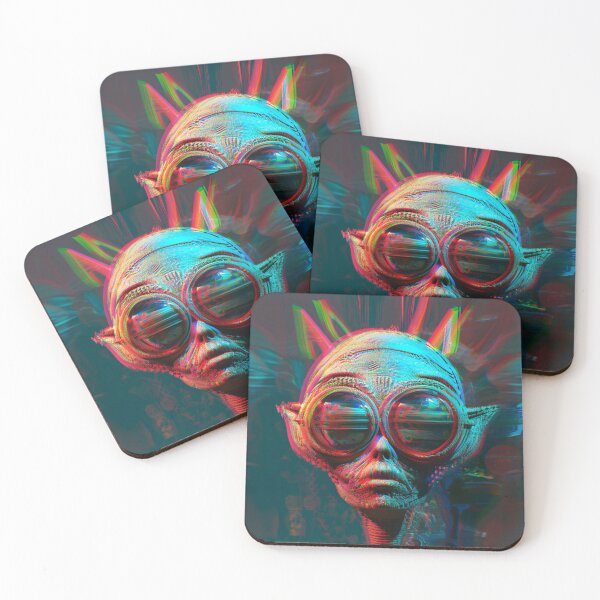 Item preview, Cosmic Punk - Futuristic Alien with Sunglasses Art Print designed and sold by Nicholas Panek.