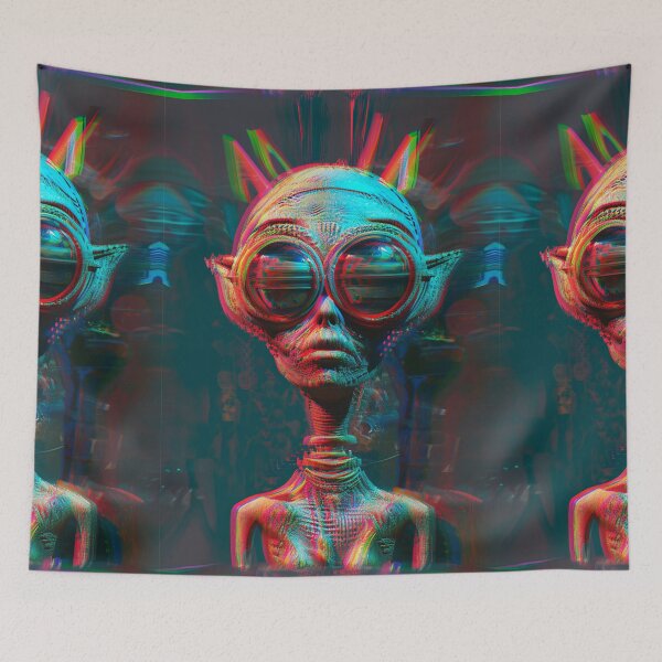 Item preview, Cosmic Punk - Futuristic Alien with Sunglasses Art Print designed and sold by Nicholas Panek.