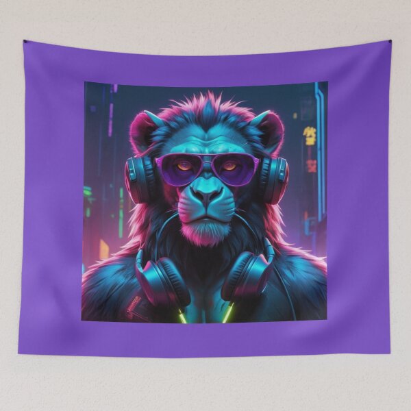 Item preview, Sports monkey in neon lights designed and sold by ejkaterina.