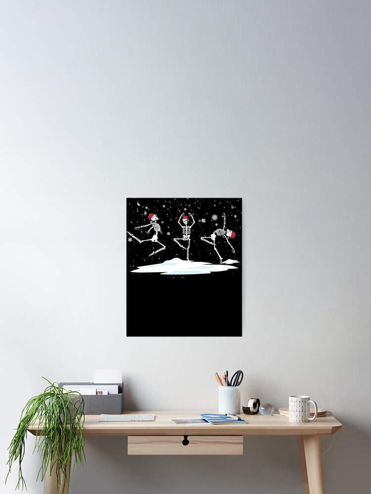 Thumbnail 2 von 3, Poster, Ballet Dancing Christmas Skeletons Goth Dancing Skeletons Gear designt und verkauft von DynamicDesign.