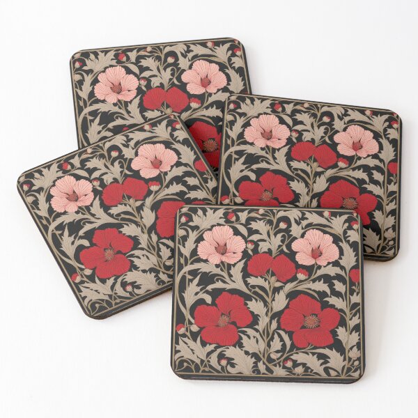 Item preview, Art Nouveau Floral Pattern Collection #1 - Red Bleeding Heart Flowers #33 designed and sold by elektronen.