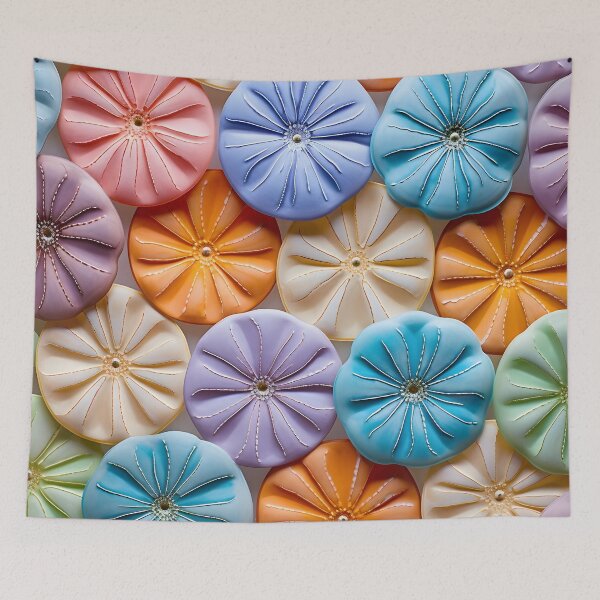 Item preview, Colorful sand dollar collage print designed and sold by dcrc.