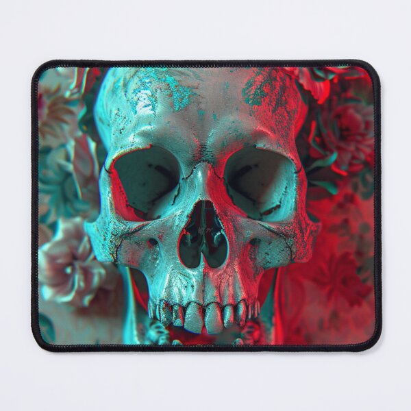 Item preview, Floral Afterlife - Anaglyph Skull on Vintage Florals Art Print designed and sold by Nicholas Panek.
