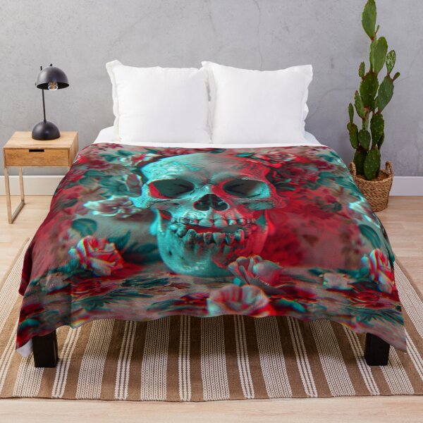 Item preview, Floral Afterlife - Anaglyph Skull on Vintage Florals Art Print designed and sold by Nicholas Panek.