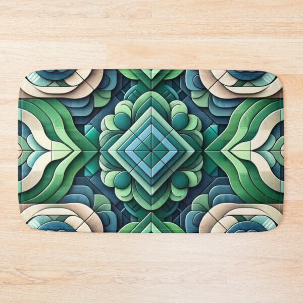 Item preview,  Futuristic Geometric In Summer Green, Jade, Deep Pine, Whale Blue Artwork designed and sold by mymagicstoreus.