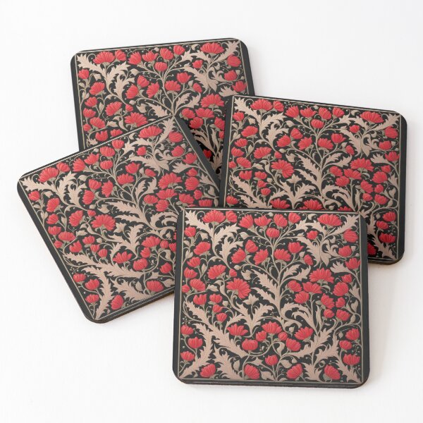 Item preview, Art Nouveau Floral Pattern Collection #1 - Red Bleeding Heart Flowers #36 designed and sold by elektronen.