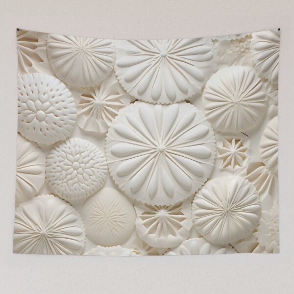 Item preview, White sand dollar collage print designed and sold by dcrc.