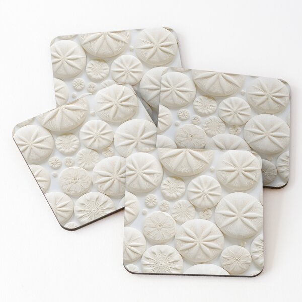 Item preview, white sand dollar collage print designed and sold by dcrc.