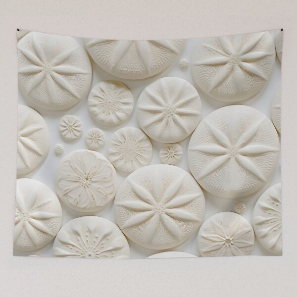 Item preview, white sand dollar collage print designed and sold by dcrc.