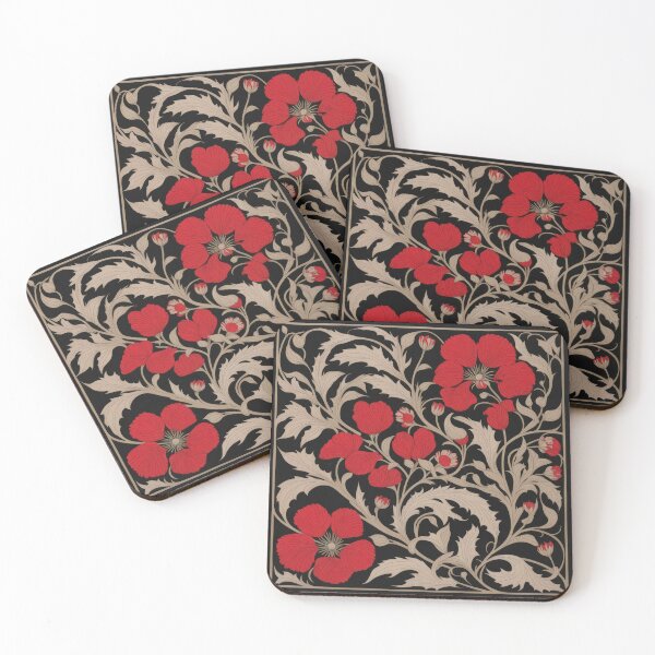 Item preview, Art Nouveau Floral Pattern Collection #1 - Red Bleeding Heart Flowers #40 designed and sold by elektronen.